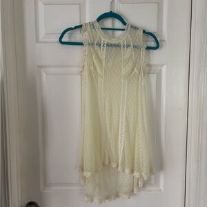 Free People Cream Sleeveless Lace Top